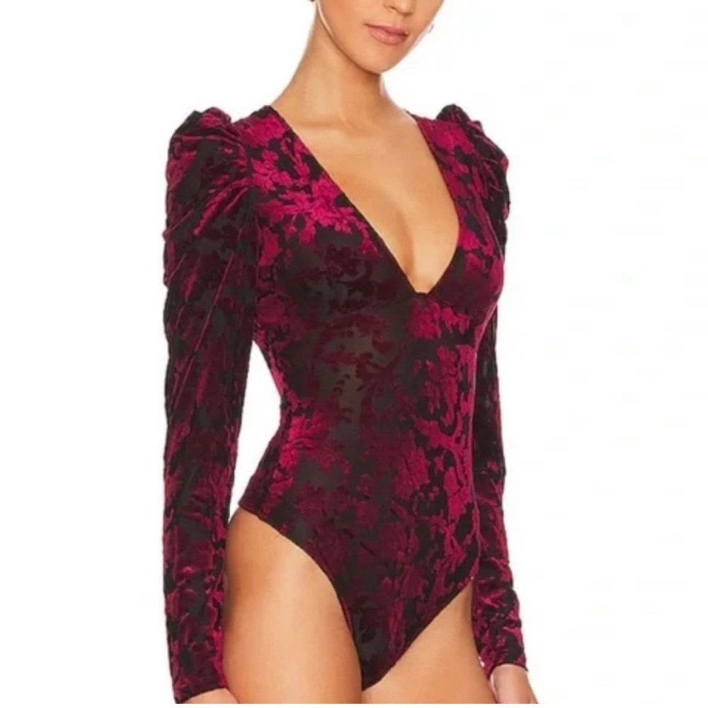 Free People Magic Hour Bodysuit Size XS in Red Combo NWT